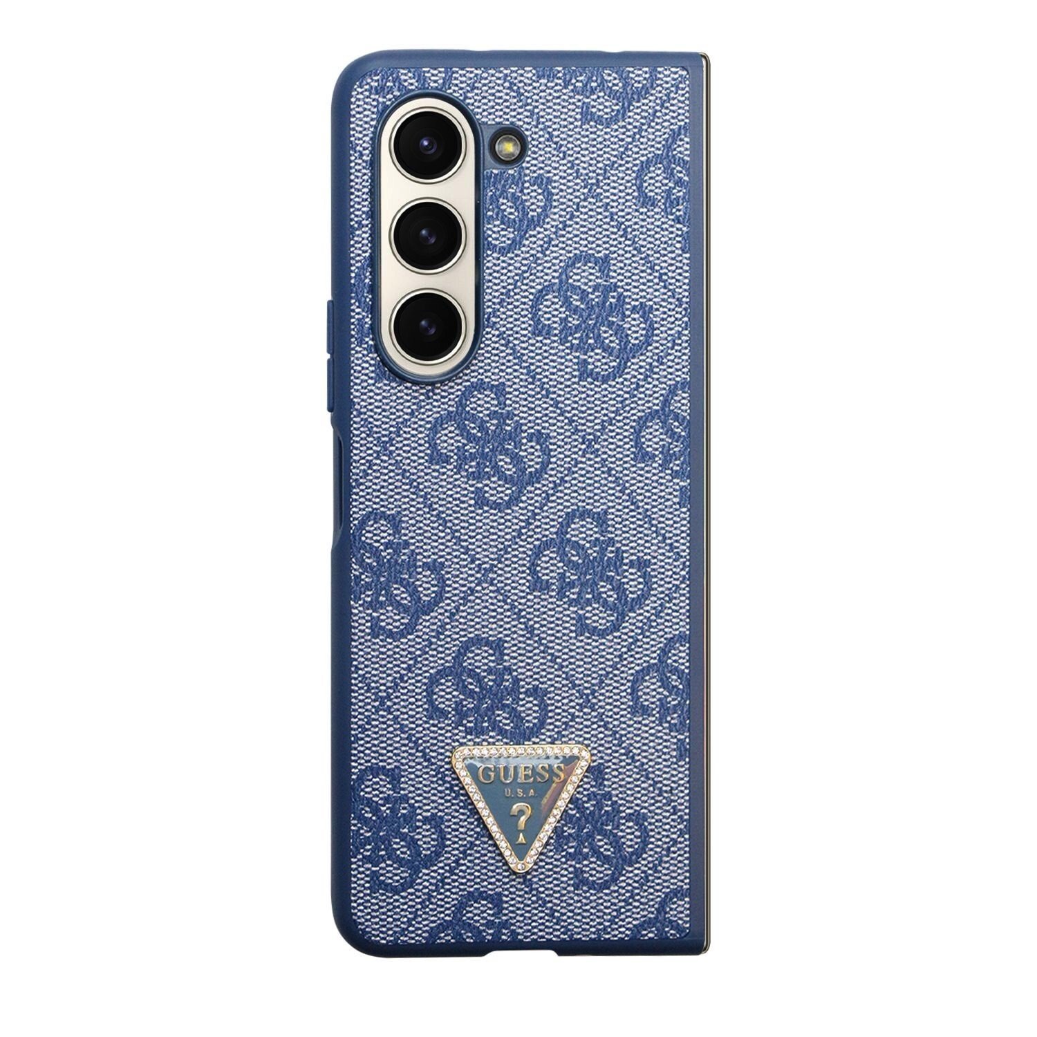 Husa Guess 4G PU Leather Triangle pentru Samsung Galaxy Z Fold 5 Blue thumb