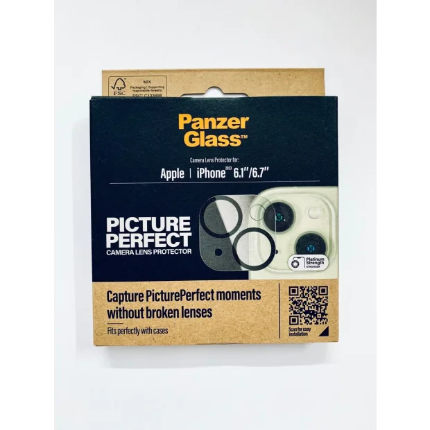 Folie Protectie Sticla Camera Panzer pentru iPhone 15/15 Plus Negru