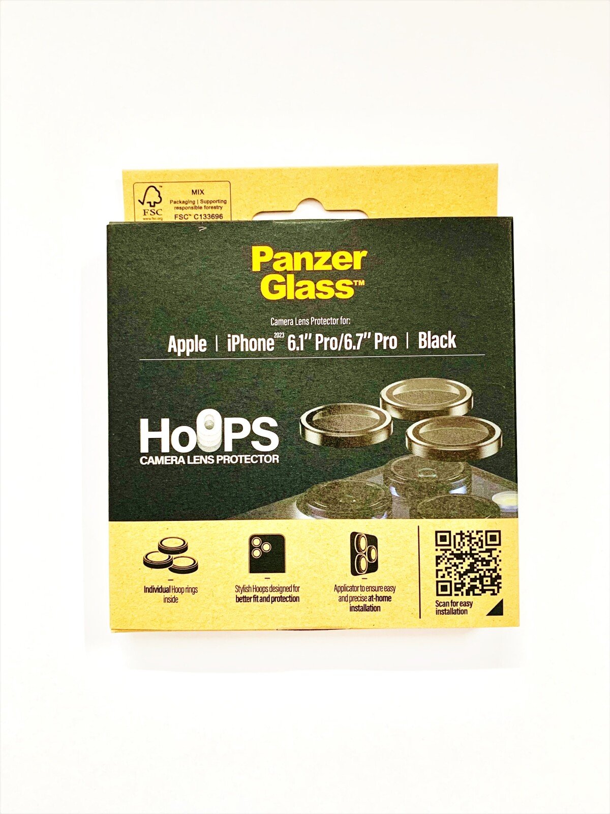 Folie Protectie Sticla Camera Panzer Hoops pentru iPhone 15 Pro/15 Pro Max Negru thumb