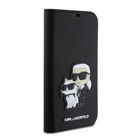 Husa Karl Lagerfeld PU Saffiano Karl and Choupette NFT Book pentru iPhone 15 Black