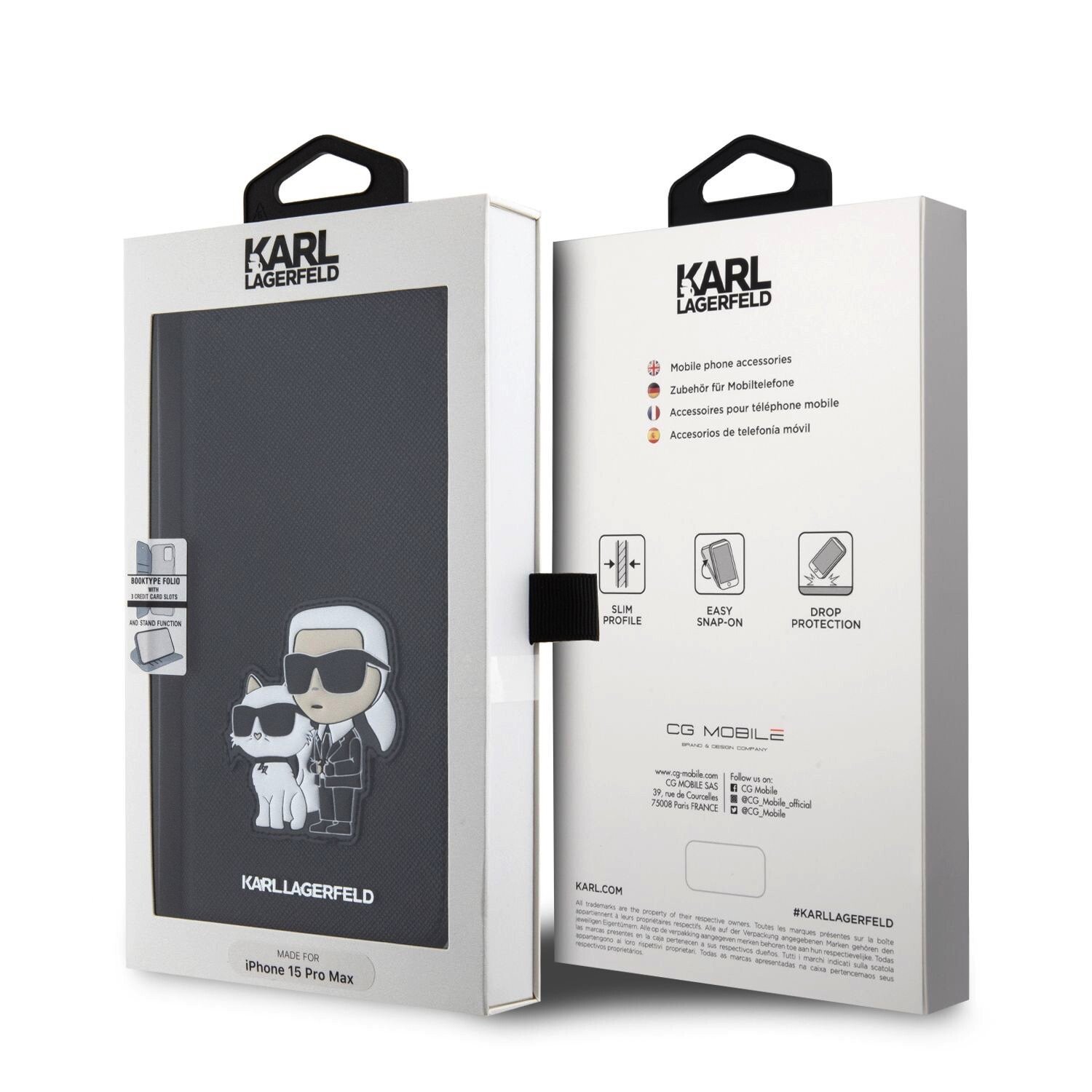 Husa Karl Lagerfeld PU Saffiano Karl and Choupette NFT Book pentru iPhone 15 Pro Max Black thumb
