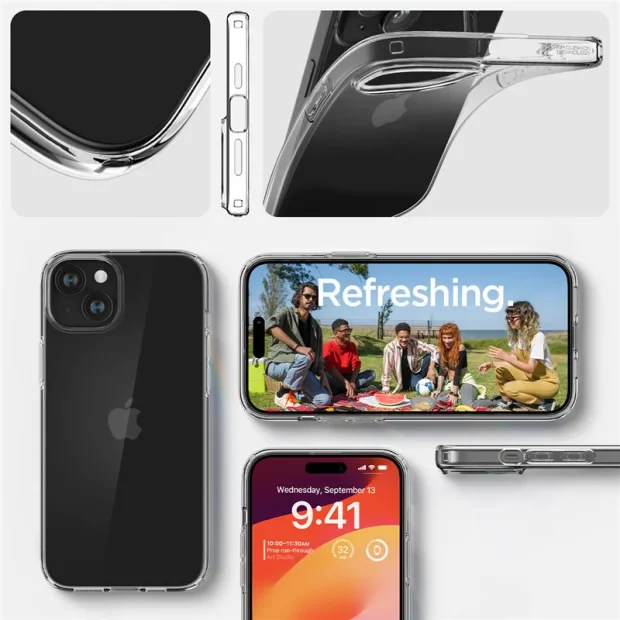 Husa Spigen Liquid Crystal pentru iPhone 15 Plus, Crystal Clear