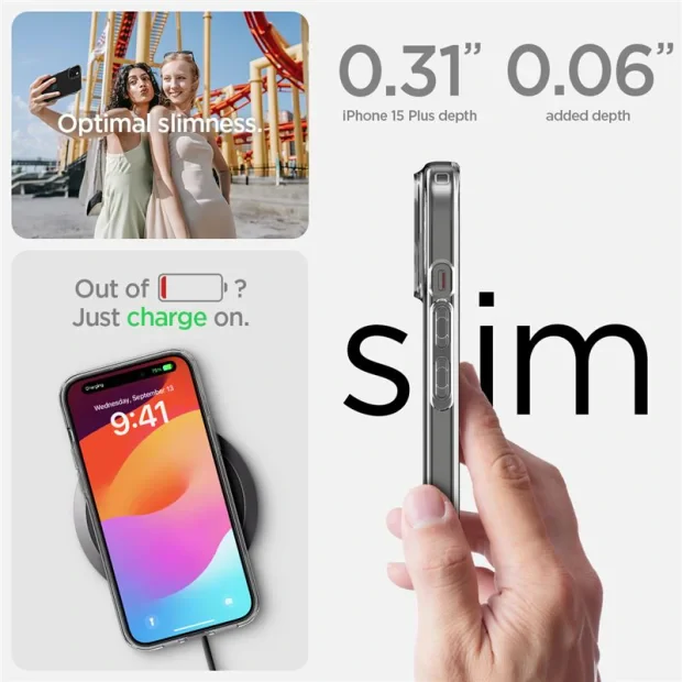 Husa Spigen Liquid Crystal pentru iPhone 15 Plus, Crystal Clear
