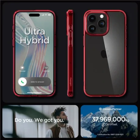 Husa Spigen Ultra Hybrid pentru iPhone 15 Pro Max, Deep Red