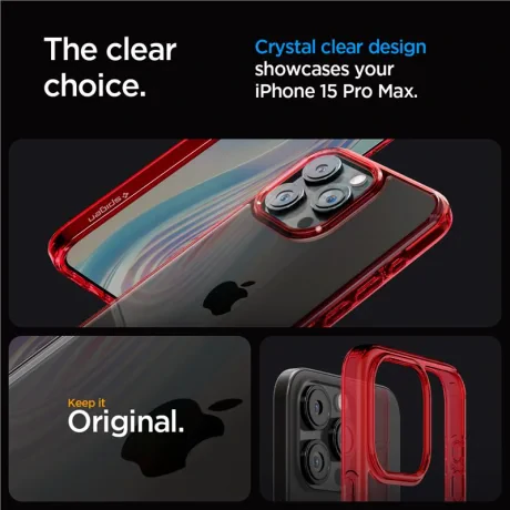 Husa Spigen Ultra Hybrid pentru iPhone 15 Pro Max, Deep Red