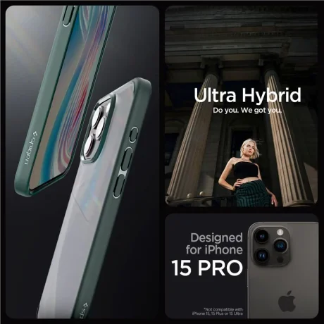 Husa Spigen Ultra Hybrid pentru iPhone 15 Pro, Frost Green