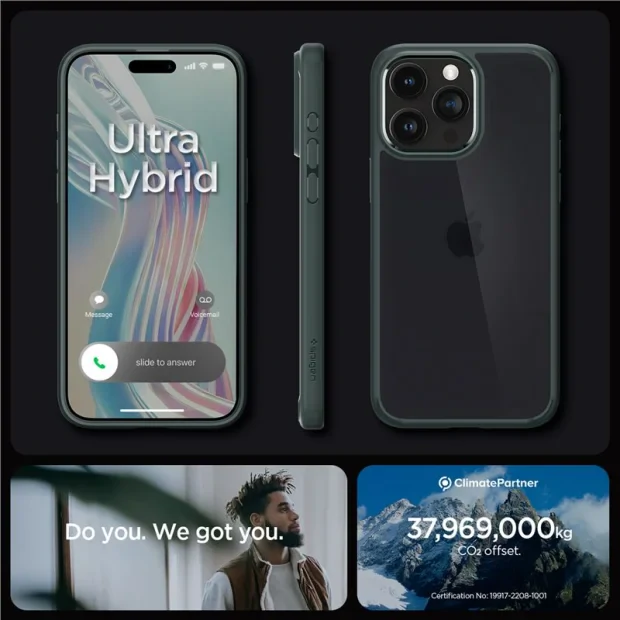 Husa Spigen Ultra Hybrid pentru iPhone 15 Pro, Frost Green