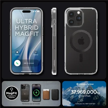 Husa Spigen Ultra Hybrid MagSafe pentru iPhone 15 Pro Max, Carbon Fiber