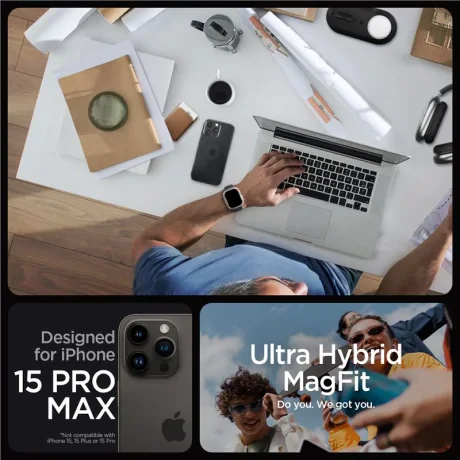 Husa Spigen Ultra Hybrid MagSafe pentru iPhone 15 Pro Max, Frost Black