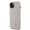 Husa Guess PU 4G Strass Triangle Metal Logo pentru iPhone 15 Plus Pink