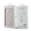 Husa Guess PU 4G Strass Triangle Metal Logo pentru iPhone 15 Plus Pink