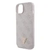 Husa Guess PU 4G Strass Triangle Metal Logo pentru iPhone 15 Plus Pink