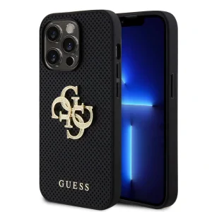 Husa Guess PU Perforated 4G Glitter Metal Logo pentru iPhone 14 Pro Max Black