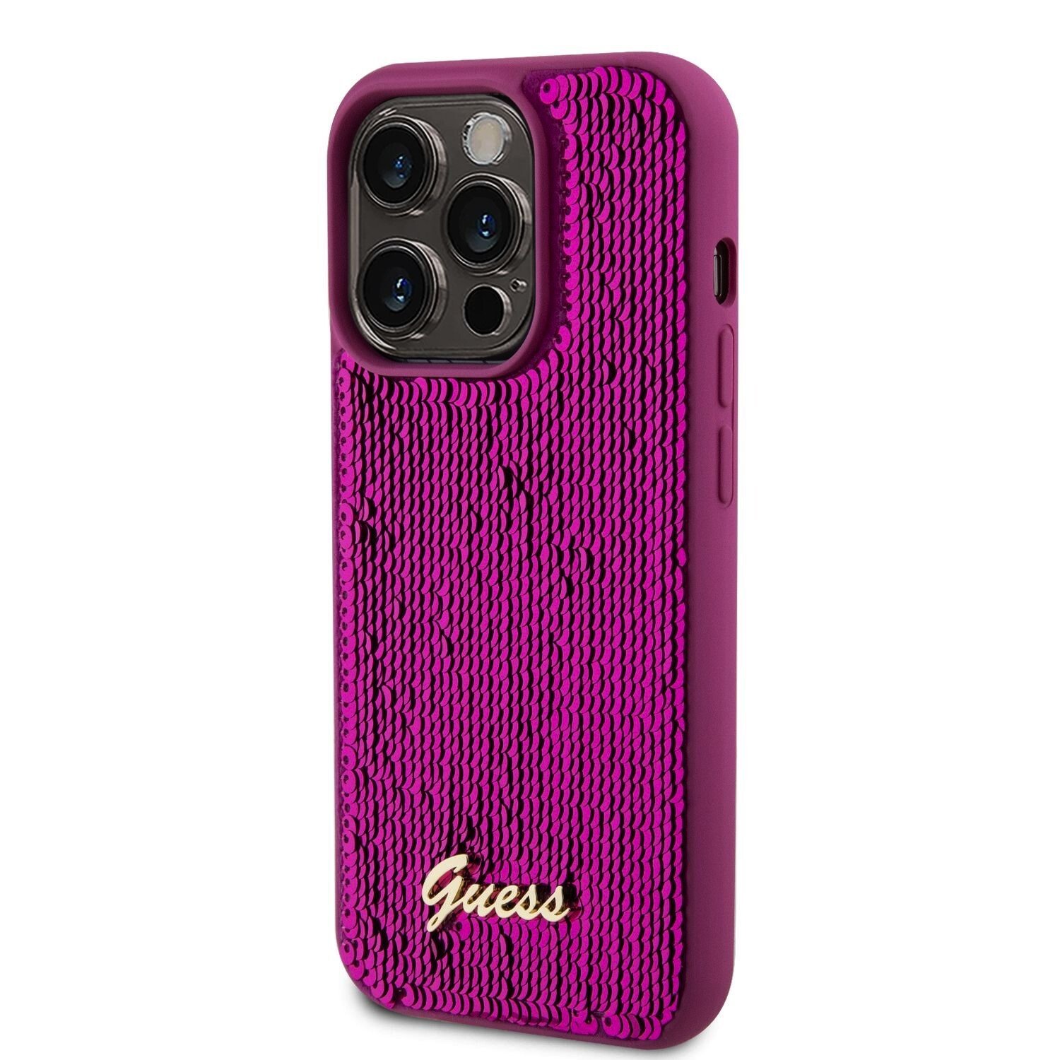 Husa Guess Sequin Script Logo pentru iPhone 14 Pro Max Magenta thumb