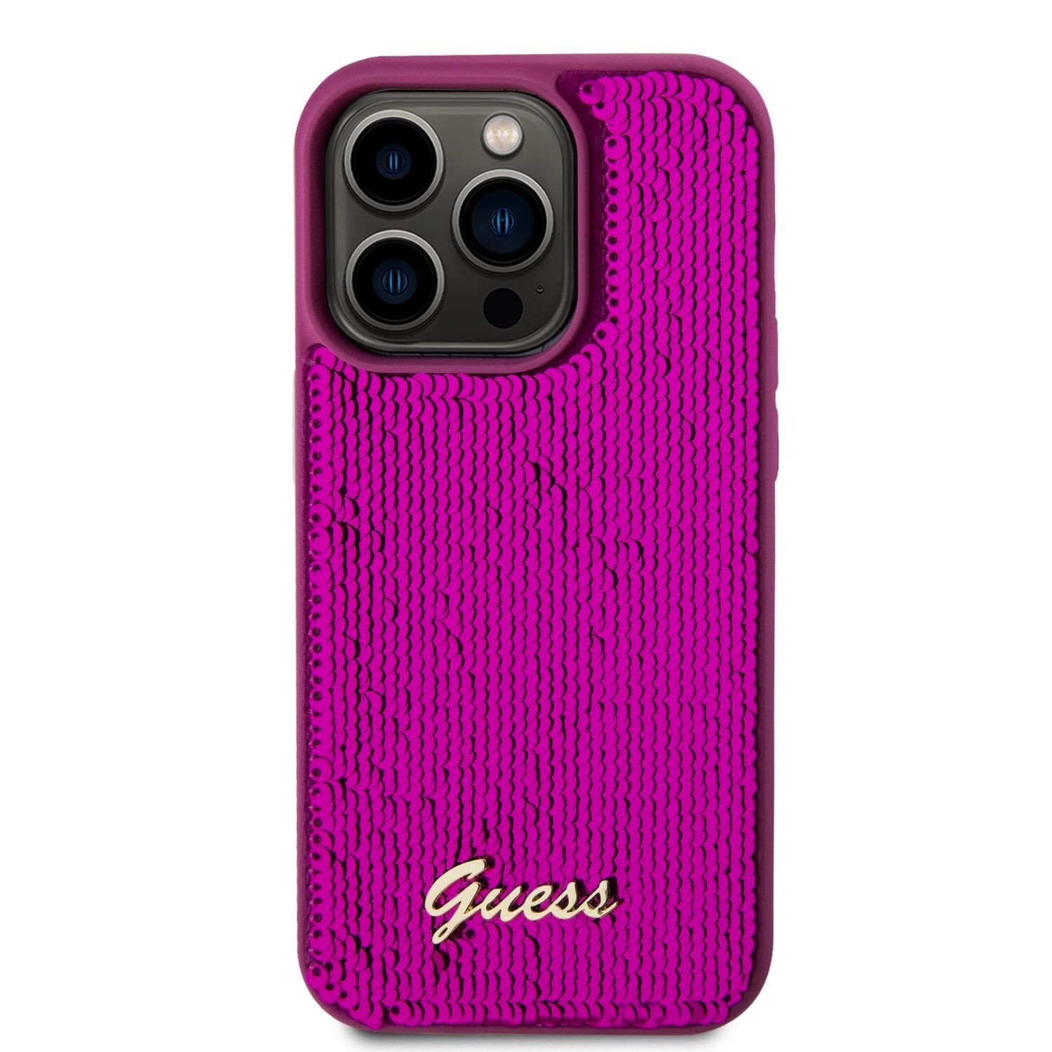 Husa Guess Sequin Script Logo pentru iPhone 14 Pro Max Magenta thumb