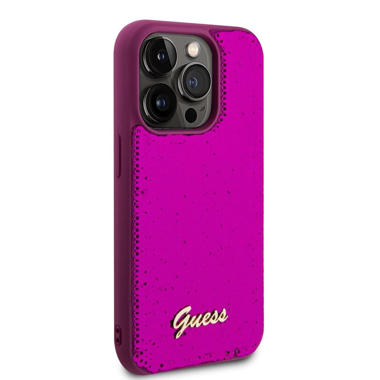 Husa Guess Sequin Script Logo pentru iPhone 14 Pro Max Magenta thumb