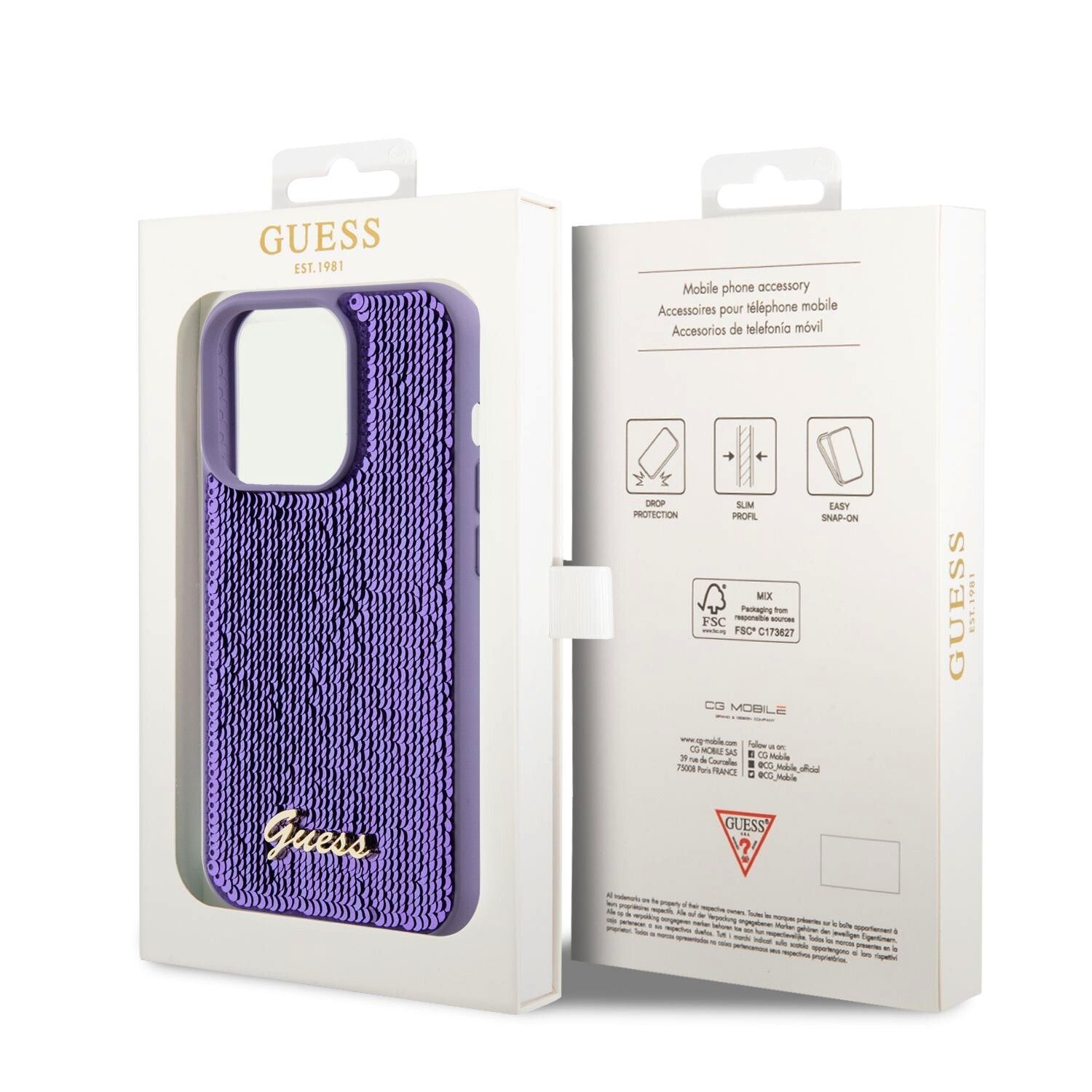 Husa Guess Sequin Script Logo pentru iPhone 14 Pro Max Purple thumb