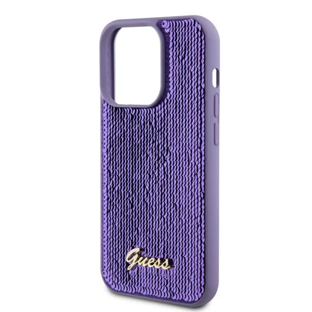 Husa Guess Sequin Script Logo pentru iPhone 14 Pro Max Purple