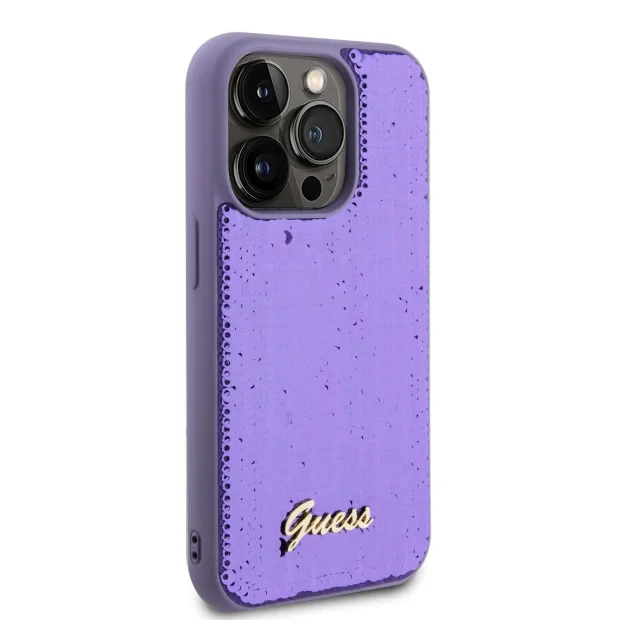 Husa Guess Sequin Script Logo pentru iPhone 14 Pro Max Purple