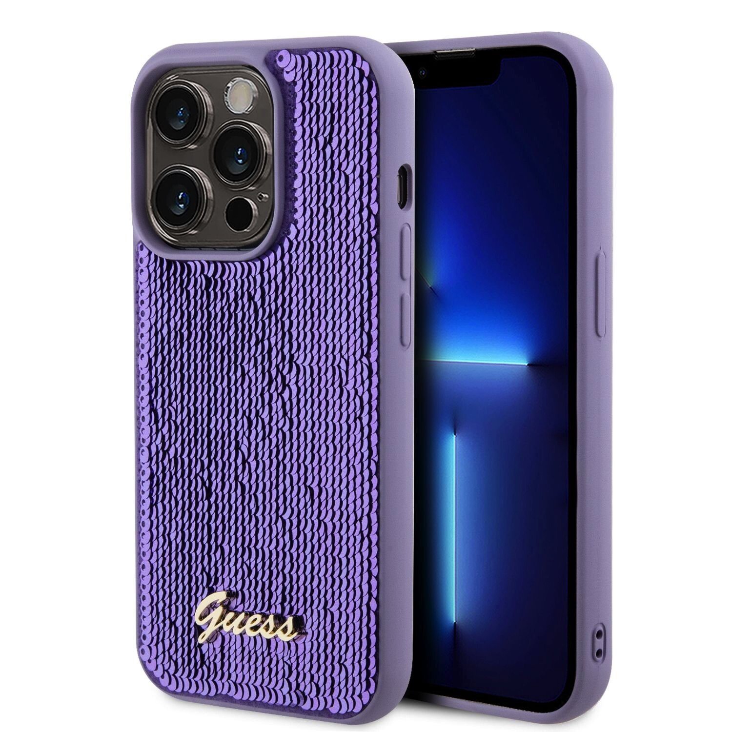 Husa Guess Sequin Script Logo pentru iPhone 14 Pro Max Purple thumb