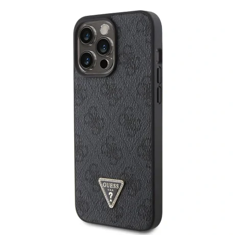 Husa Guess PU 4G Strass Triangle Metal Logo pentru iPhone 15 Pro Max Black