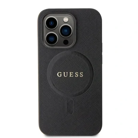 Husa Guess PU Saffiano MagSafe pentru iPhone 15 Pro Black