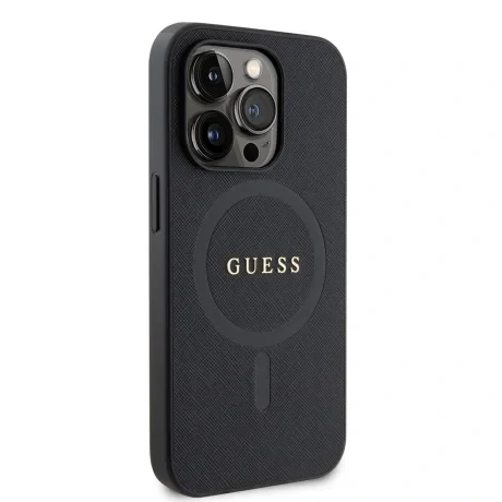 Husa Guess PU Saffiano MagSafe pentru iPhone 15 Pro Black