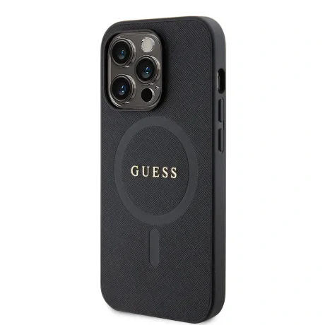 Husa Guess PU Saffiano MagSafe pentru iPhone 15 Pro Black