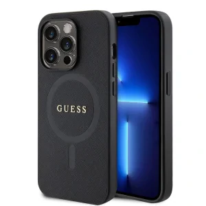 Husa Guess PU Saffiano MagSafe pentru iPhone 15 Pro Black