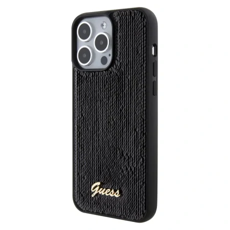 Husa Guess Sequin Script Logo pentru iPhone 15 Pro Max Black