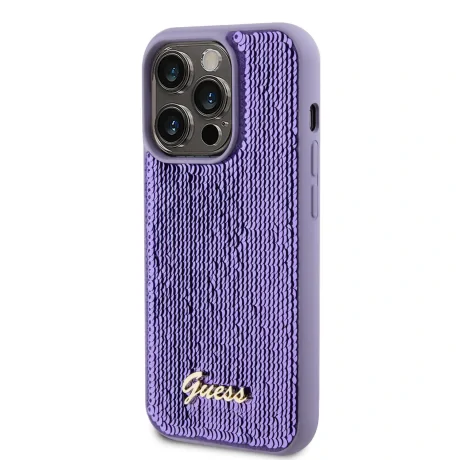 Husa Guess Sequin Script Logo Kryt pentru iPhone 15 Pro Max Purple