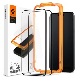 Folie sticla Spigen Glass tR AlignMaster 2 Pack FC pentru iPhone 15 Black