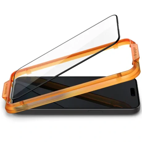 Folie sticla Spigen Glass tR AlignMaster 2 Pack FC pentru iPhone 15 Plus, Black