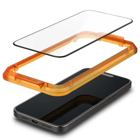 Folie sticla Spigen Glass tR AlignMaster 2 Pack FC pentru iPhone 15 Plus, Black