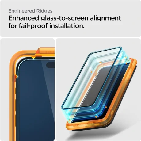 Folie sticla Spigen Glass tR AlignMaster 2 Pack FC pentru iPhone 15 Plus, Black