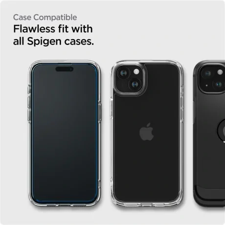 Folie sticla Spigen Glass tR AlignMaster 2 Pack FC pentru iPhone 15 Plus, Black