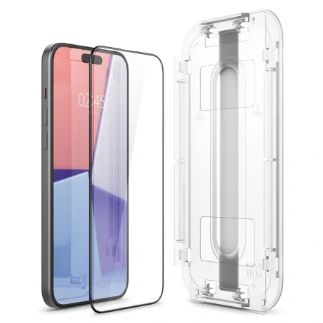 Folie sticla Spigen Glass tR EZ Fit 2 Pack, FC pentru iPhone 15 Black
