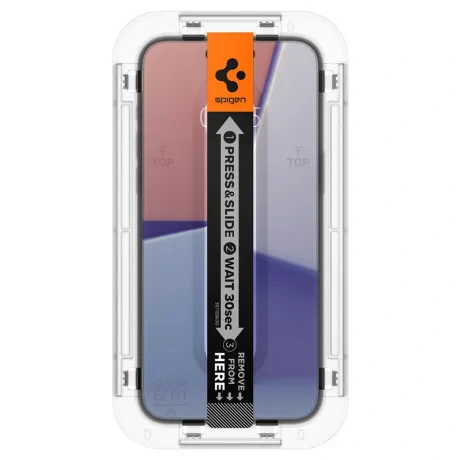 Folie sticla Spigen Glass tR EZ Fit 2 Pack pentru iPhone 15, Transparent