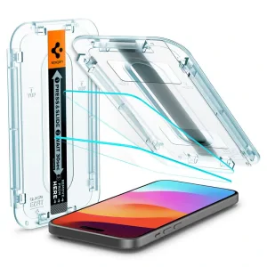 Folie sticla Spigen Glass tR EZ Fit 2 Pack pentru iPhone 15, Transparent