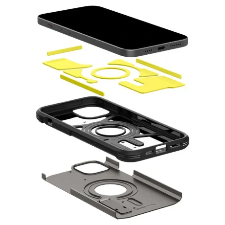 Husa Spigen Tough Armor MagSafe pentru iPhone 15, Gunmetal
