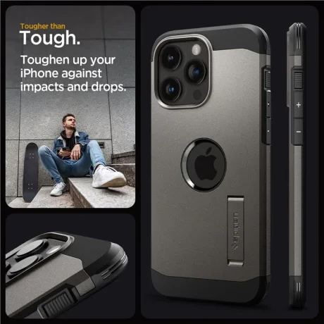 Husa Spigen Tough Armor MagSafe pentru iPhone 15 Pro Max, Gunmetal