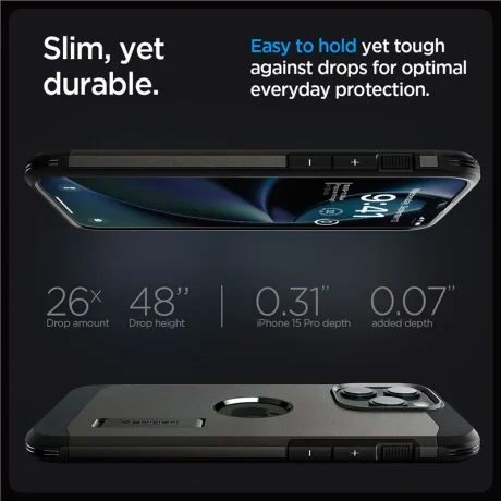 Husa Spigen Tough Armor MagSafe pentru iPhone 15 Pro Max, Gunmetal