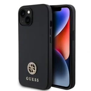 Husa Guess PU 4G Strass Metal Logo pentru iPhone 15 Black