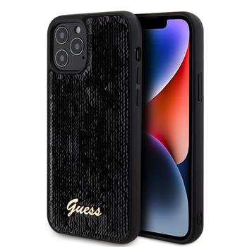 Husa Guess Sequin Script Logo pentru iPhone 12/12 Pro Black thumb