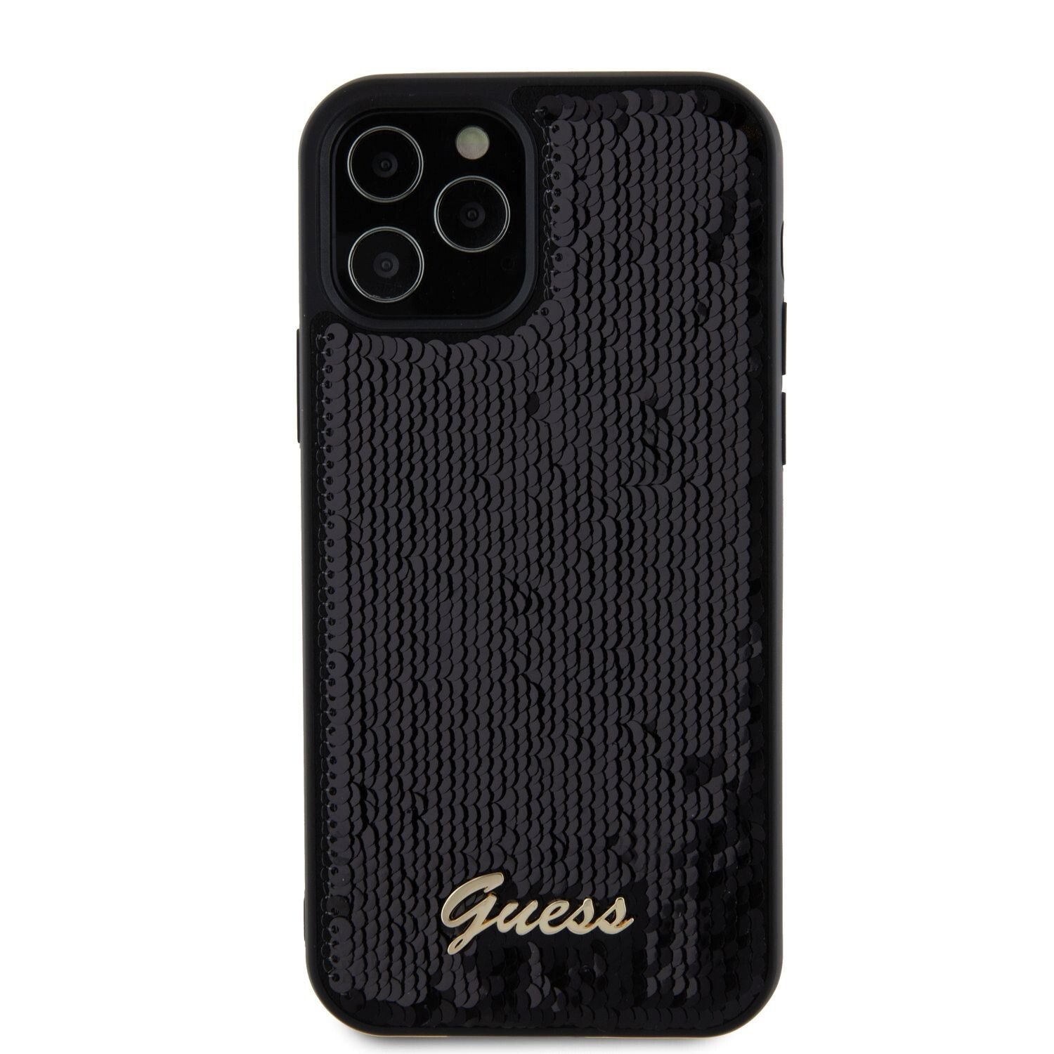 Husa Guess Sequin Script Logo pentru iPhone 12/12 Pro Black thumb