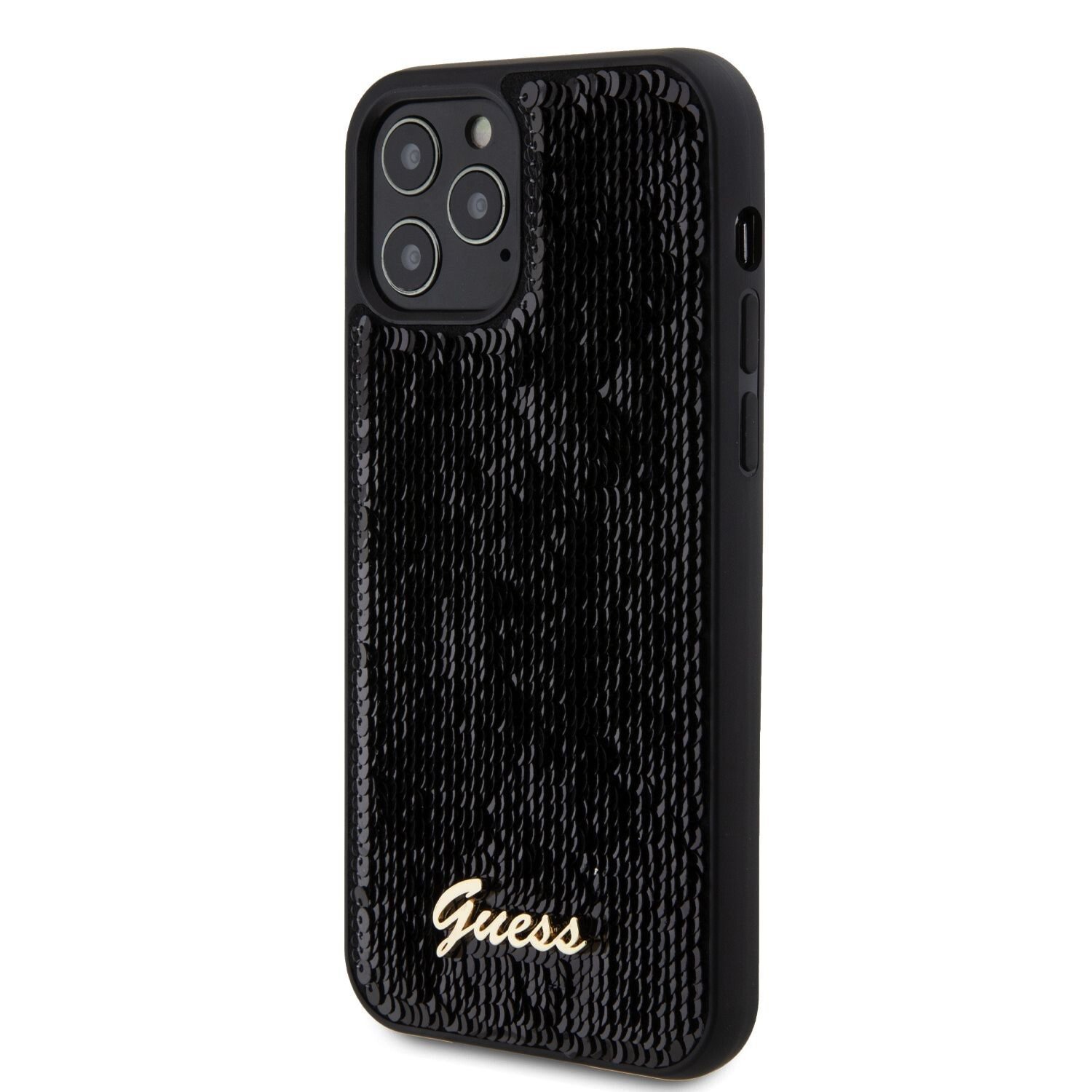 Husa Guess Sequin Script Logo pentru iPhone 12/12 Pro Black thumb