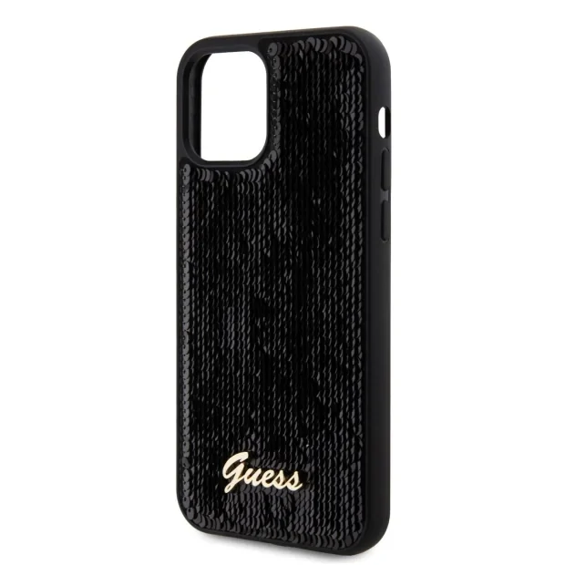 Husa Guess Sequin Script Logo pentru iPhone 12/12 Pro Black