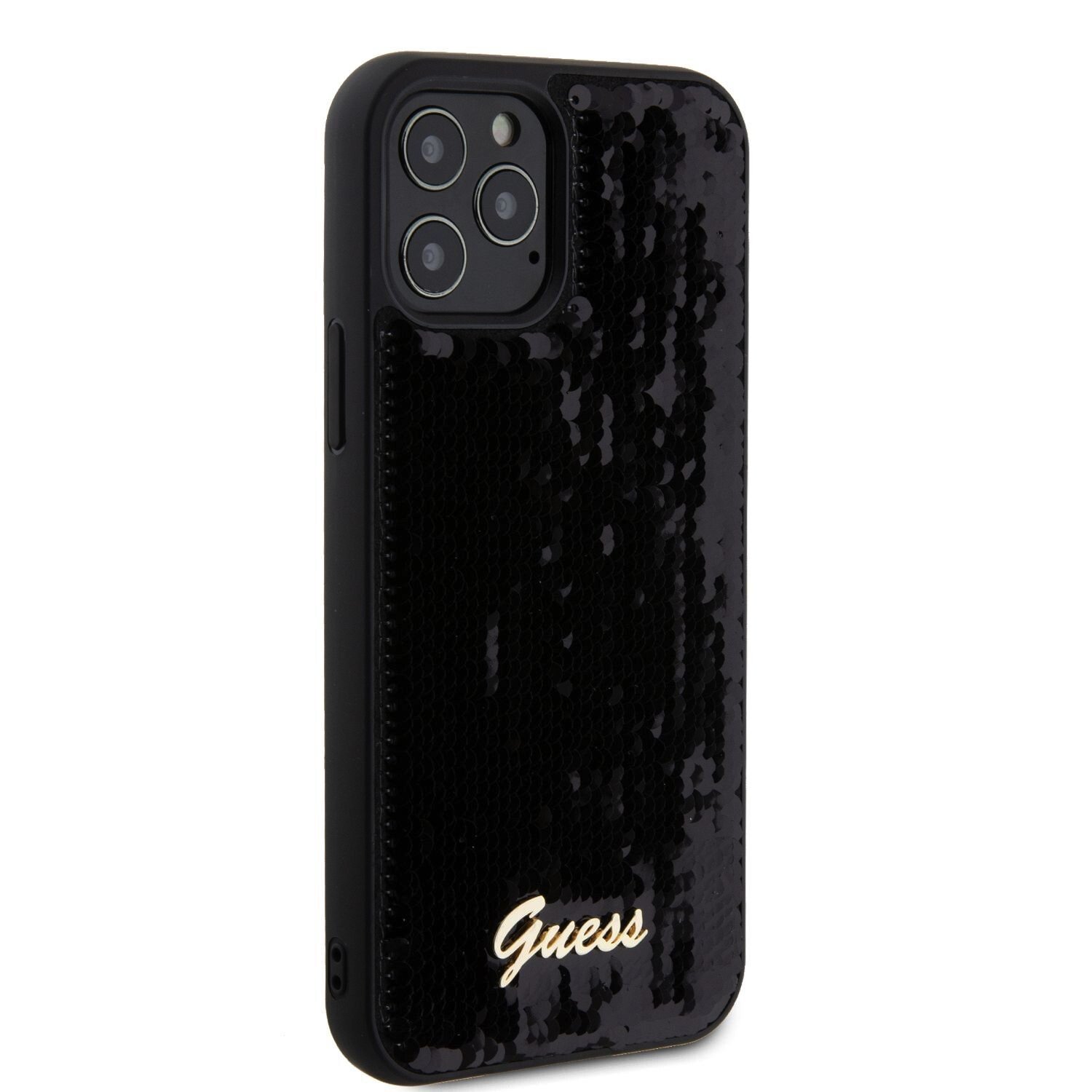 Husa Guess Sequin Script Logo pentru iPhone 12/12 Pro Black thumb