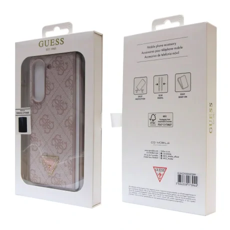Husa Guess 4G PU Leather Triangle pentru Samsung Galaxy Z Fold 5 Pink