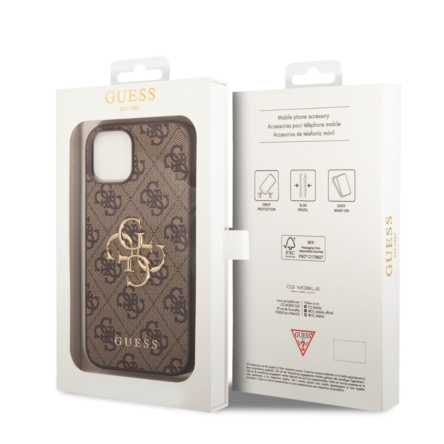 Husa Guess PU 4G Metal Logo pentru iPhone 15 Brown thumb